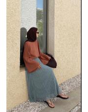 mavi şifon kraş etek 2