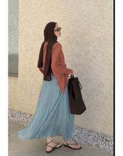 mavi şifon kraş etek 3