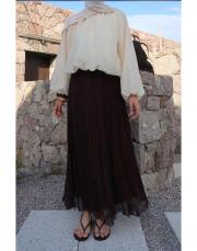 kahve şifon kraş etek 2