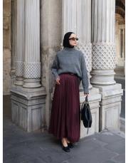 bordo saten kraş etek