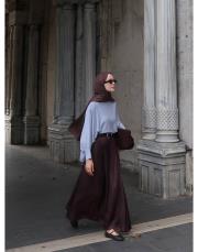 kahve saten kraş etek