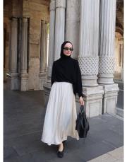 krem saten kraş etek