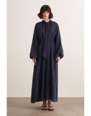 lacivert ipek elbise 2