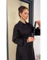 siyah kemerli elbise