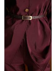 bordo düğmeli kemerli takım 3