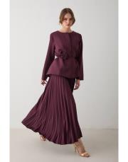 mürdüm pilise etekli ceketli takım