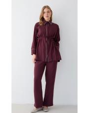 bordo taşlı gömlekli takım