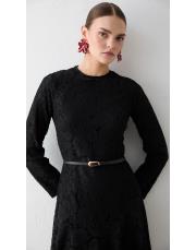 siyah dantel kemerli elbise 3