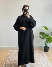 siyah balon kol elbise 2