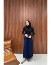 lacivert piliseli etek